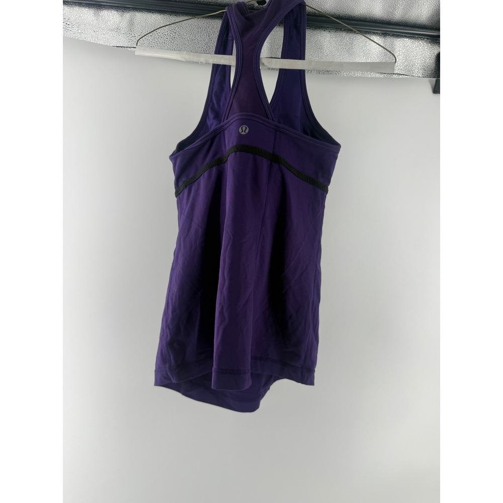 Lululemon Purple Racerback Tank Top with Built-in Bra Mesh Back Womens 6